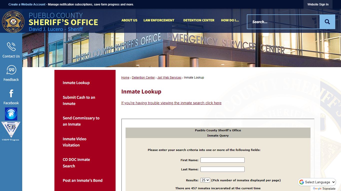 Inmate Lookup | Pueblo County Sheriff, CO